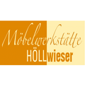 Das Logo einer Möbelwerkstatt namens HOU Wiesler, mit eleganter Typografie und einem orange-beigen Farbschema.