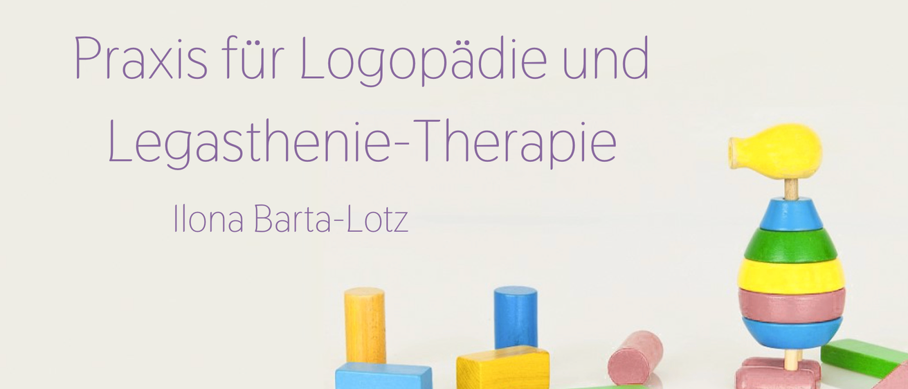 Ein Bild für Logopädie und Sthenie-Therapie von Barta-Lotz mit verschiedenen Holzklötzen auf einem weißen Hintergrund angeordnet.