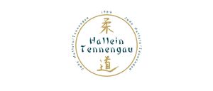Das Logo für Hallein Temmengau Judo, gegründet 1964, zeigt einen goldenen Kreis mit chinesischen Schriftzeichen und dem Namen 'Hallein Temmengau' in Grün.