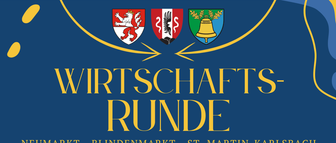 Werbeposter für eine Wirtschaftsrunde am 2. Juni 2026 um 18:30 Uhr im EnergyFitness-Studio in Blindenmarkt. Es enthält Anmeldeinformationen, Kontaktdaten und eine Vorschau auf die nächste Runde in Neumarkt. Mit Bildern von Menschen in Fitnessbekleidung.