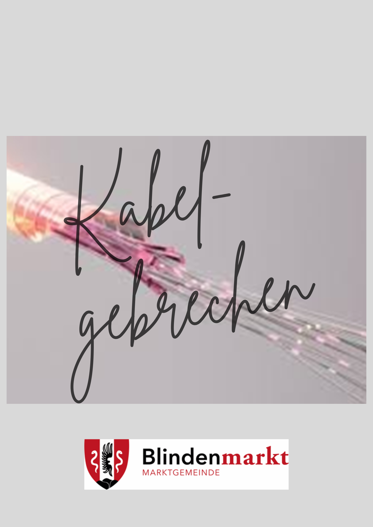 Ein Bild von einem Kabel mit den Worten 'Kabel-Gebrechen' in kursiver Schrift. Der Hintergrund ist grau.