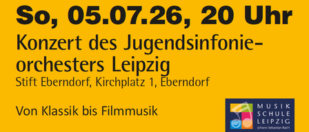 Konzert des Jugendsinfonieorchesters Leipzig am 05.07.26 um 20 Uhr in Ebendorf, Kirchplatz 1. Eintritt frei. Spenden erwünscht.