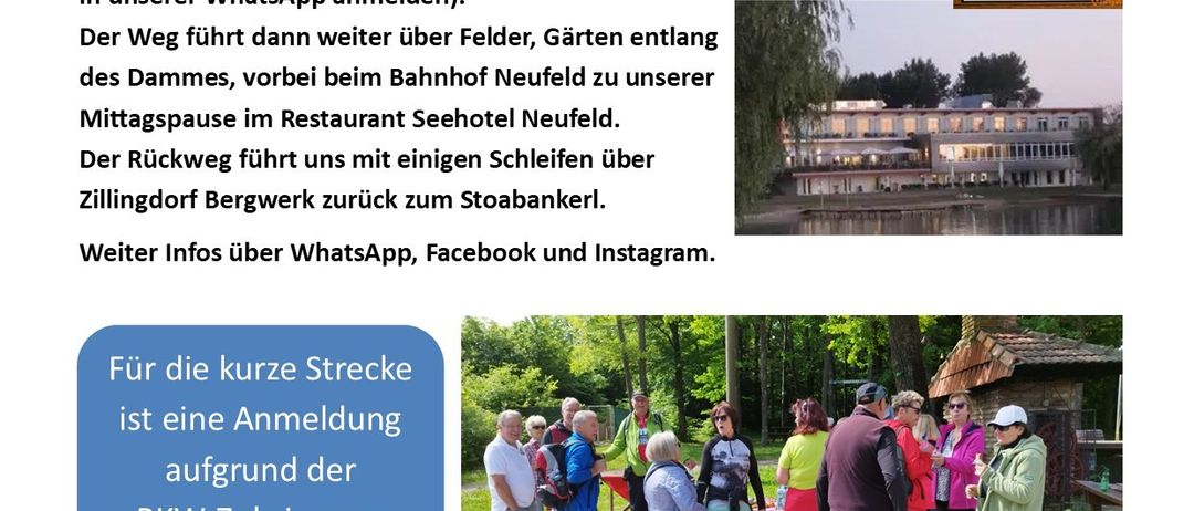 Die Strecke beginnt vom Stoabankerl zum Landessportzentrum Viva über die Eisenbahn hinter dem Neufeldersee. Der kurze Weg beginnt dort. Der Rückweg führt uns zurück zum Stoabankerl. Weitere Infos gibt es auf WhatsApp, Facebook und Instagram.