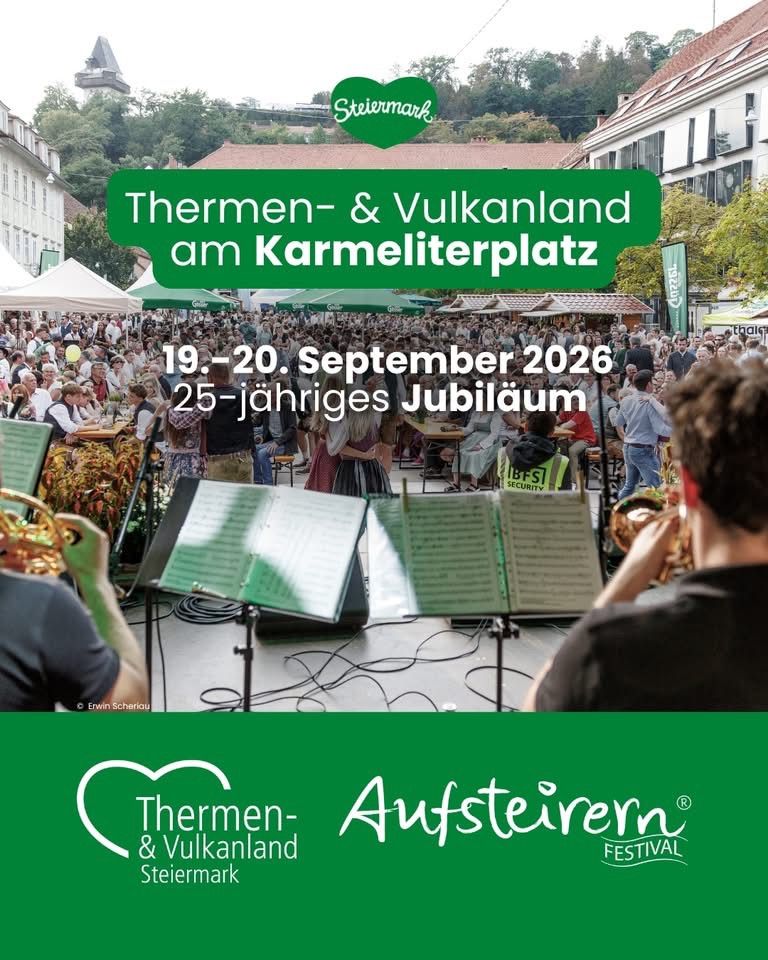 Ein musikalischer Auftritt beim Themen- & Vulkanland Festival am 19.-20. September 2026 zum 25-jährigen Jubiläum. Das Publikum genießt die Veranstaltung.
