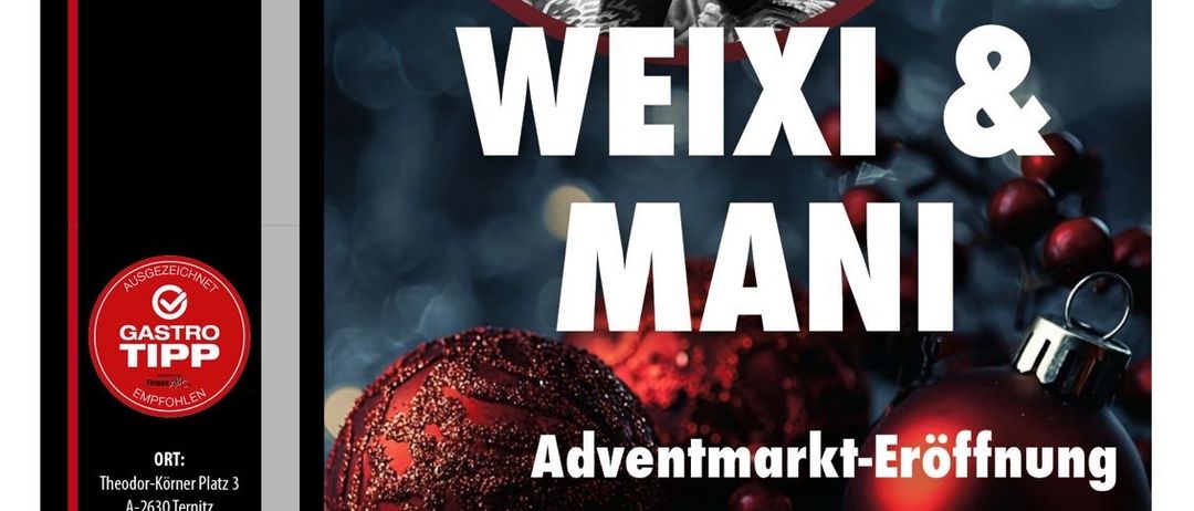 Das Poster zeigt zwei Männer, die Live-Musik spielen. Es enthält ein Logo, Text und ein Schwarz-Weiß-Bild des Duos, wobei einer Gitarre spielt und der andere singt.