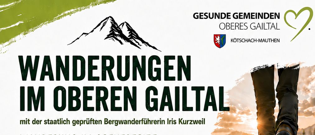 Geführte Wanderungen im oberen Gailtal mit Iris Kurzweil. Wanderung im Grenzgebiet zur Erkundung der Kriegsstellen. Start am Mauthener Hauptplatz, Dauer: 4,5 Std. Gebühr: € 10. Bringen Sie festes Schuhwerk und Proviant mit. Alter: 4-8 Jahre.