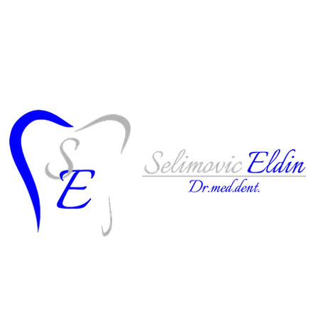Das Zahnlogo zeigt einen stilisierten Zahn mit den Initialen 'SE'. Darunter sind der Name 'Selimovi Eldin' und der Titel 'Dr. med. dent.' in Blau angegeben.