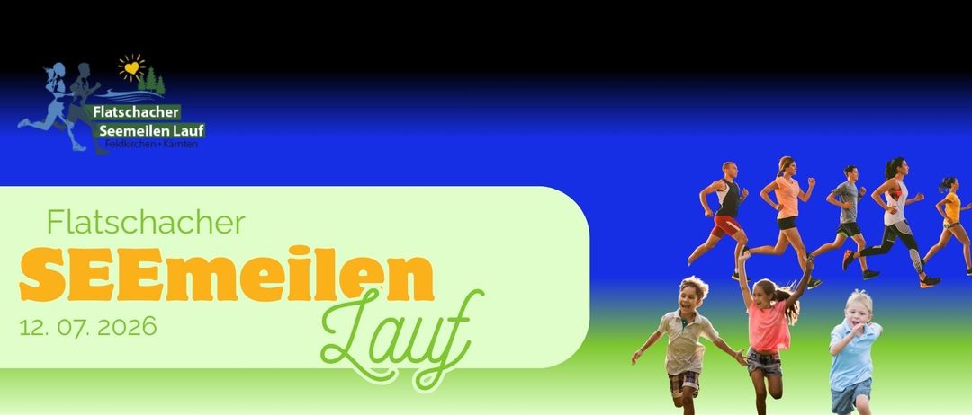 Ein junger Junge läuft fröhlich auf einem grünen Feld, während die Worte 'eilen Lauf' in Orange und Grün deutlich sichtbar sind.