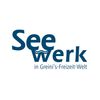 Logo für Seewerk in Greinis Freizeit-Welt, mit einer blauen Welle im Wort 'See'