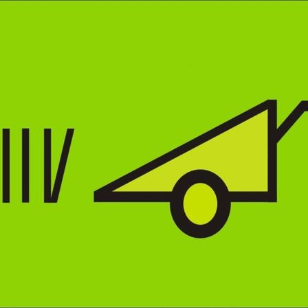 Das Bild zeigt einen stilisierten grünen Wagen mit der Nummer 'IV' links. Der Wagen ist gelb mit schwarzem Umriss und hat ein Rad unten.