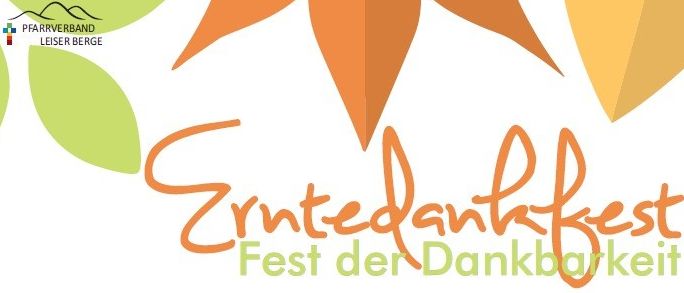 Ein Plakat für das Erntedankfest in Deutschland. Es lädt ein zur Feier am Sonntag, 21. September, mit einer Heiligen Messe um 10 Uhr, gefolgt von weiteren Festlichkeiten im Garten und rund um die Kirche.