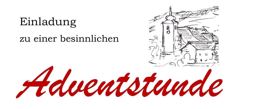 Plakat für eine Adventstunde mit dem Singkreis Oberleis am 30. November 2025 um 15 Uhr in der Wallfahrtskirche Maria Oberleis, mit einer Adventskränze aus violetten Kerzen und Notenblättern.