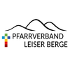 Logo des Pfarrverbandes Leiser Berge mit einem mehrfarbigen Kreuz und einer stilisierten Bergkette.
