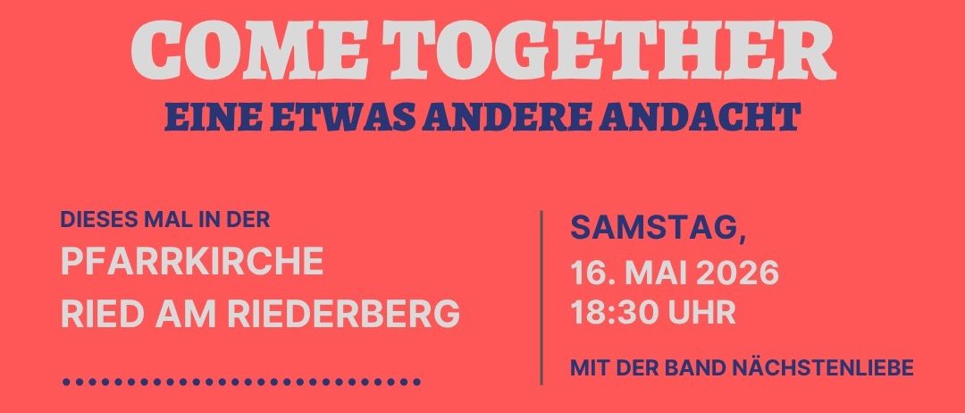 Konzertplakat für Jesus for you. Eine Versammlung in der Pfarrkirche Ried am Riederberg am Samstag, 16. Mai 2026 um 18:30 mit der Band Nachstnliebe.