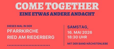 Konzertplakat für Jesus for you. Eine Versammlung in der Pfarrkirche Ried am Riederberg am Samstag, 16. Mai 2026 um 18:30 mit der Band Nachstnliebe.
