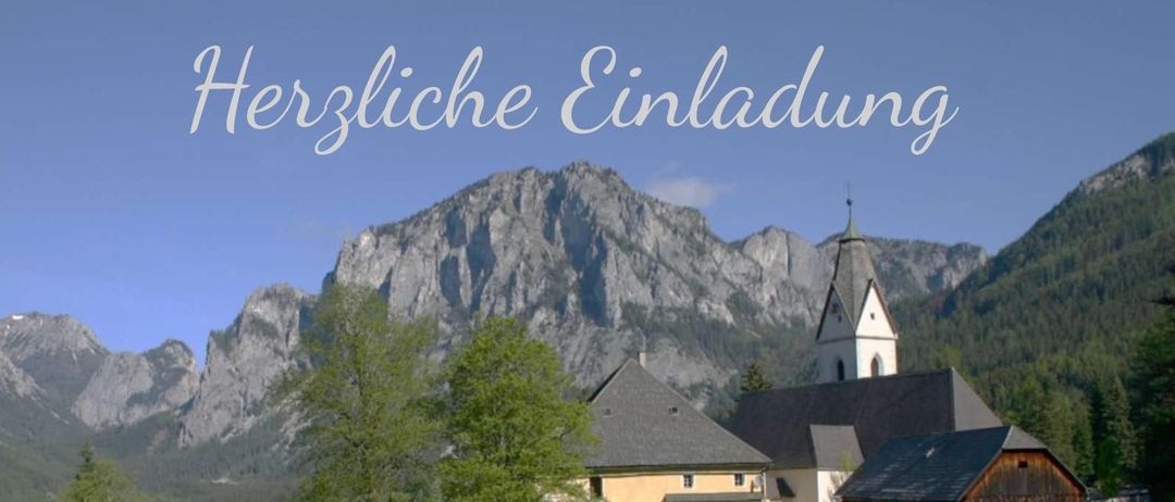 Einladung zum Festival in Tragöß-Oberort am 20. Juli 2025 mit Festmesse um 10 Uhr, musikalischer Begleitung von 'Turnauer Dreigesang' und Zusammenkunft im Pfarrgarten mit Hugo Raninger.
