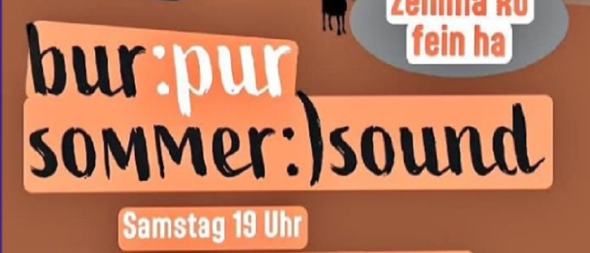 A poster advertising a summer music event with goats, featuring a barn-like structure, a date, and a list of bands.