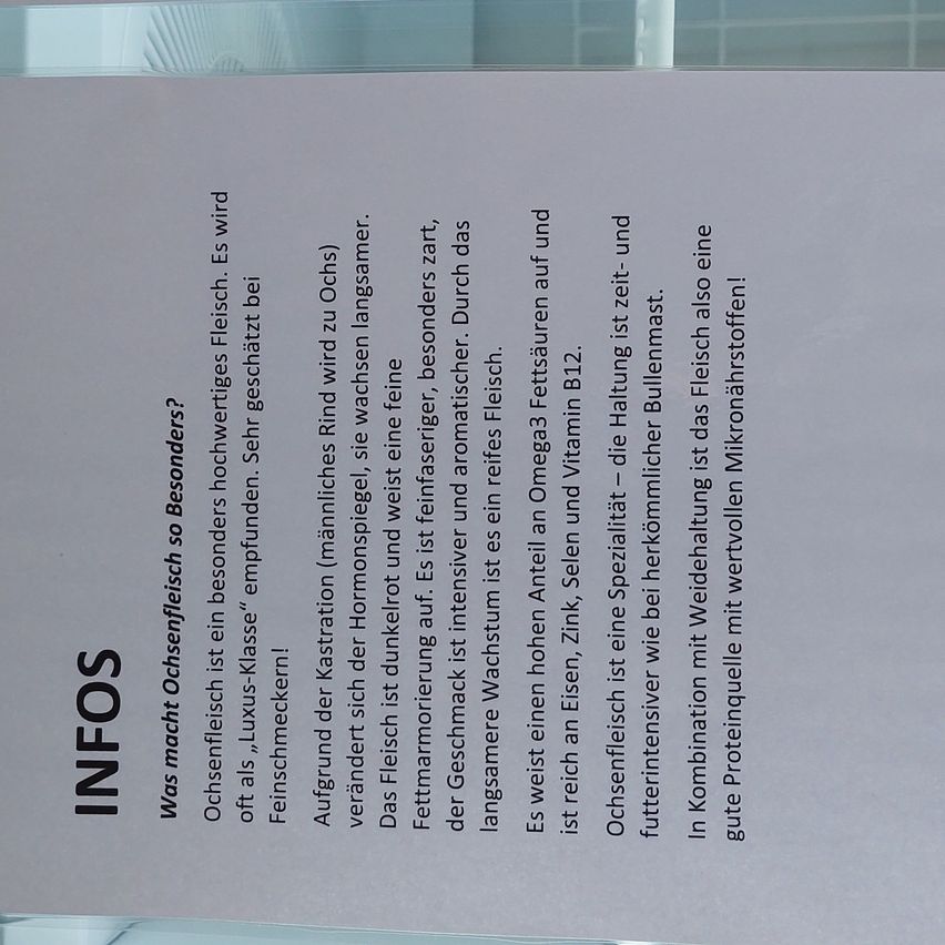 The image shows a document with information about sensitive flesh. It mentions that certain types of meat are recommended for sensitive stomachs and provides details about Omega-3 fatty acids.