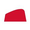 Eine feste rote Form, die einem gebogenen Rechteck oder einem Trapez ähnelt, auf weißem Hintergrund.