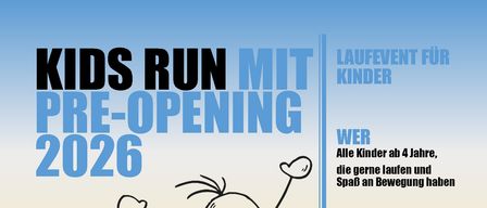 Die Kids Run Pre-Opening 2026 findet am Samstag, 16.05.2026, von 14:00 bis 17:00 Uhr statt. Die Startnummernausgabe beginnt um 13:30 Uhr. Der Veranstaltungsort ist im Wienerwaldbad Eichgraben. Aktivitäten umfassen Essen, Trinken, Laufen, Schwimmen, Spaß haben und Gewinnen.