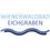 Wienerwaldbad Eichgraben-Logo. Das Logo von Wienerwaldbad Eichgraben zeigt eine blaue Welle auf weißem Hintergrund. Der Text ist fett und blau.