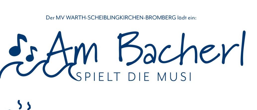 Plakat für eine Musikveranstaltung am idyllischen EuroVelo-Rastplatz in Warth am 18. Juli 2026, mit Sonne, einem Regenschirm und Musikinstrumenten. Die Veranstaltung verspricht freien Eintritt, Musik, Grill und Bier.