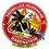 Freiwillige Feuerwehr Rabenstein-Logo. Logo der Freiwilligen Feuerwehr Rabenstein, zeigt einen gezeichneten Raben mit Helm, Feuerwehraxt und Wasserschlauch, mit Flammen im Hintergrund, aktiv seit 1881.