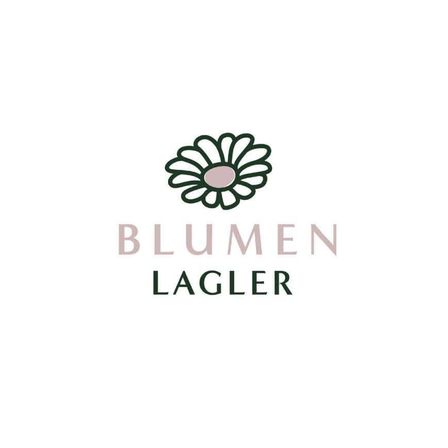 Das Logo von Blumen Lagner zeigt eine stilisierte grüne Margerite mit einem rosa Zentrum auf weißem Hintergrund. Der Text 'Blumen Lagner' steht in Rosa unter der Blume.