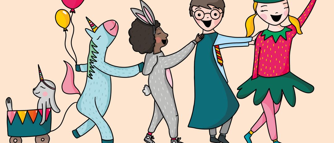 Plakat für einen Kindermaskenball mit gezeichneten Kindern und Luftballons. Veranstaltungsdatum ist der 7. Februar 2026. Veranstaltungsort ist Linke Hauptzeile 43, 7053 Hornstein. Der Eintritt ist frei. Essen und Getränke sind vorhanden.