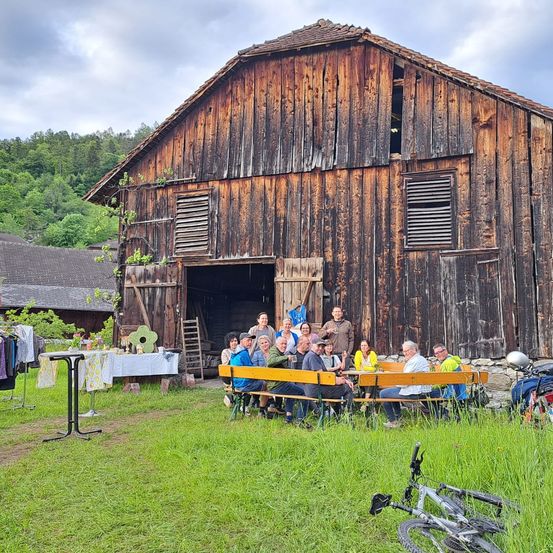 Image contains, Outdoors, Shelter, Countryside, Hut, Nature, Rural, Shack, Person, Bicycle, Wheel