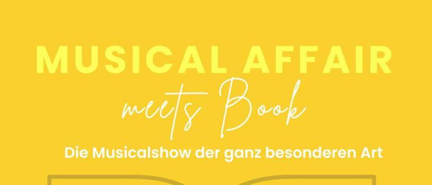 Das Poster für die Musicalshow 'Meets Book' zeigt zwei lächelnde Personen und stammt von der Gemeindebibliothek Oslip.
