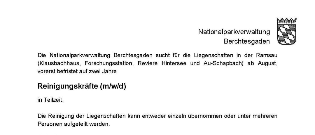 Stellenangebot für Reinigungskräfte. Aufgaben umfassen das Reinigen von Liegenschaften, entweder einzeln oder in Teams. Anforderungen beinhalten Unabhängigkeit, Teamfähigkeit, Flexibilität, gute Deutschkenntnisse, konstruktive Zusammenarbeit mit Vorgesetzten und dem Team. Vorteile sind ein stabiler Arbeitsplatz, abwechslungsreiche Aufgaben, ein gutes Arbeitsumfeld, flexible Arbeitszeitmodelle, betriebliche Altersvorsorge und betriebliche Gesundheitsförderung. Kontaktieren Sie Herrn Stefan Hillebrand oder Herrn Lochner für weitere Informationen. Bewerbungsschluss ist der 28.06.2026.