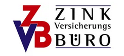 Das Logo von Zink Versicherungs Buro zeigt ein stilisiertes 'Z' und 'VB' in fetten roten und lila Farben auf weißem Hintergrund.
