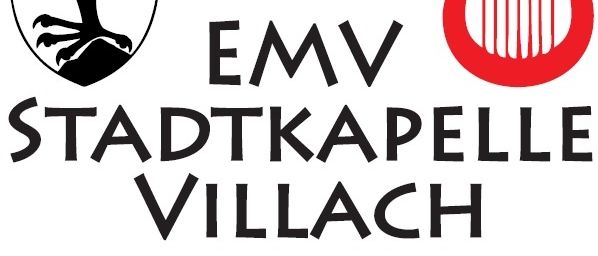Logo der EMV Stadtkapelle Villach mit einem Vogel und einer roten Lyra.