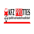 Logo von KFz Prottes mit einem roten Auto und einem Wagenheber darunter, der Text 'KFz Prottes Qualität und Kundenfreundlichkeit' steht in fetter schwarzer Schrift.