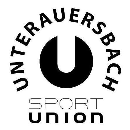 Das Bild zeigt das Logo des Unterauersbach Sport Union. Es besteht aus einem stilisierten Buchstaben 'U' in der Mitte, mit dem Text 'UNTER' darüber und 'BACH' darunter, alles in einer fetten, serifenlosen Schrift. Das Logo ist von einem schwarzen Rand umgeben und auf einem weißen Hintergrund dargestellt.