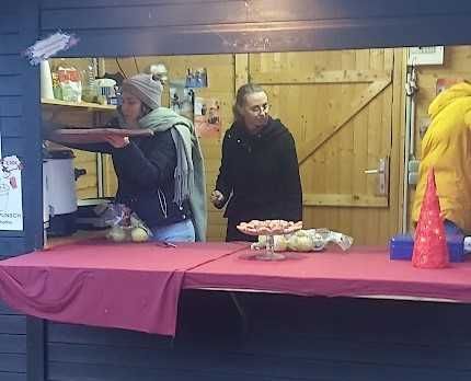 Adult, Female, Person, Woman, Butcher Shop, People, Cafeteria, Indoors, Handbag, Table