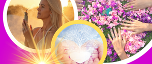 Ein Werbeplakat für Lumina Energie-Kreis zeigt eine Frau mit einer Kerze, umgeben von Händen und einem Baum. Der Text betont die Fähigkeit des Tools, die Wahrnehmung zu erweitern, das Bewusstsein zu erweitern und sich selbst wiederzuentdecken.