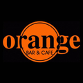 Orange Bar & Cafe Logo mit orangefarbenem Kreis auf schwarzem Hintergrund. Text 'ORANGE' in Orange, 'BAR & CAFE' in Weiß.