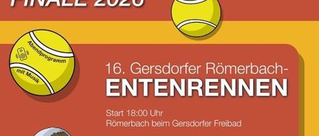 Ein Plakat für das Fit Cup Finale 2026 Tennisturnier mit einem Tennisball, einer Comicfigur mit Tennisschläger und einem Zeitplan für das Event. Das Plakat enthält Details wie Startzeit, Ort und Ticketpreise.