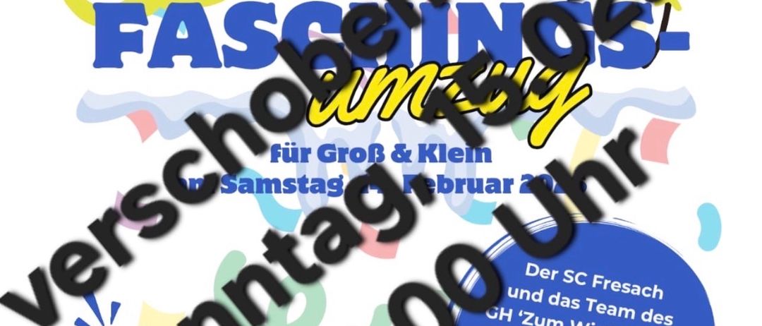 Plakat für Fasching-Karneval-Veranstaltung am 26. Februar. Es lädt alle zu einem Karneval für Groß und Klein ein. Die Veranstaltung beginnt um 11 Uhr im Gemeindehaus.