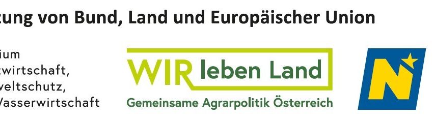 Logo der Agrarpolitik für Österreich mit dem Text 'WIR leben Land' und Logos für Bund, Land und Europäische Union.