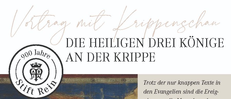 Ein Bild zeigt ein religiöses Kunstwerk, das die Anbetung der Heiligen Drei Könige darstellt. Das Kunstwerk zeigt eine lebendige Darstellung der biblischen Szene mit feinen Details und Farben.