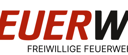 Das Wort 'FEUER' ist in Rot auf schwarzem Hintergrund dargestellt. Die Buchstaben sind fett und stilisiert.