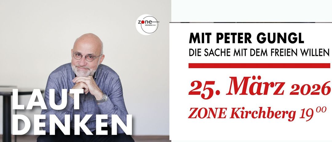Eine Werbung für Zone Kicken, mit einem älteren Mann, der eine Brille und eine Uhr trägt, mit dem Text 'Mit Peter Die Sache mit 25. M Zone Kicken'.