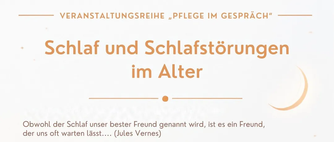 Ein Poster mit einem Zitat über Schlaf und Alter von Jules Vernes. Der Text ist auf Deutsch.