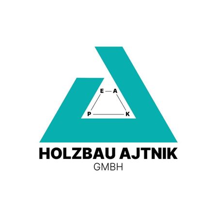 Das Logo der Holzbau Ajtnik GmbH zeigt ein blaues Dreieck mit den Bezeichnungen 'E', 'A', 'P' und 'K' an seinen Seiten und 'Holzbau Ajtnik GmbH' darunter geschrieben.