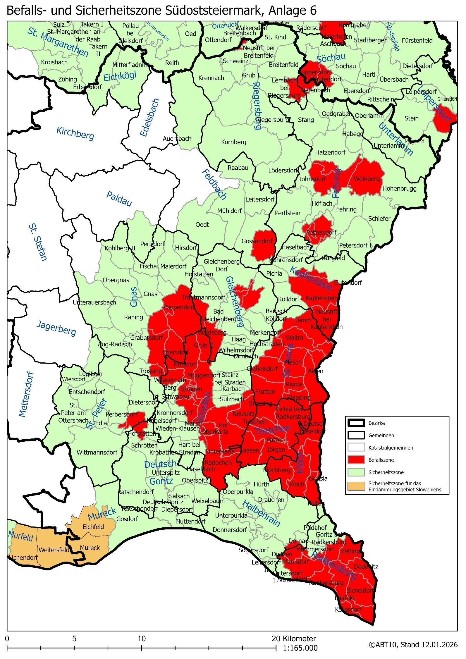 Eine Karte des deutschen Bundeslandes Baden-Württemberg, die verschiedene Bezirke mit Farbcodierung für verschiedene Regionen zeigt. Die Karte enthält Namen von wichtigen Bezirken und Städten sowie eine Legende am unteren Rand.