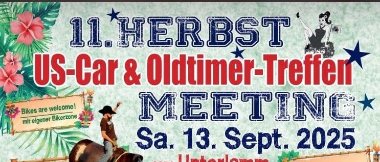 Am Samstag, 13. September 2025, findet in Unterlamm, Österreich, ein Treffen statt. Die Veranstaltung umfasst eine Autoausstellung, einen Bullenritt-Wettbewerb und Live-Auftritte.