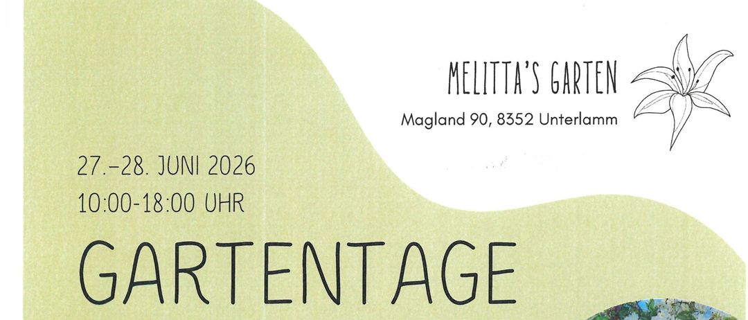 Gartenveranstaltung am 27.-28. Juni 2026, von 10:00 bis 18:00 Uhr. Genießen Sie einen Tag in einem zauberhaften Garten mit Blumen, kreativen Eisenkunstwerken, selbstgebackenen Gerichten und erfrischenden Getränken. Wir freuen uns auf Sie!